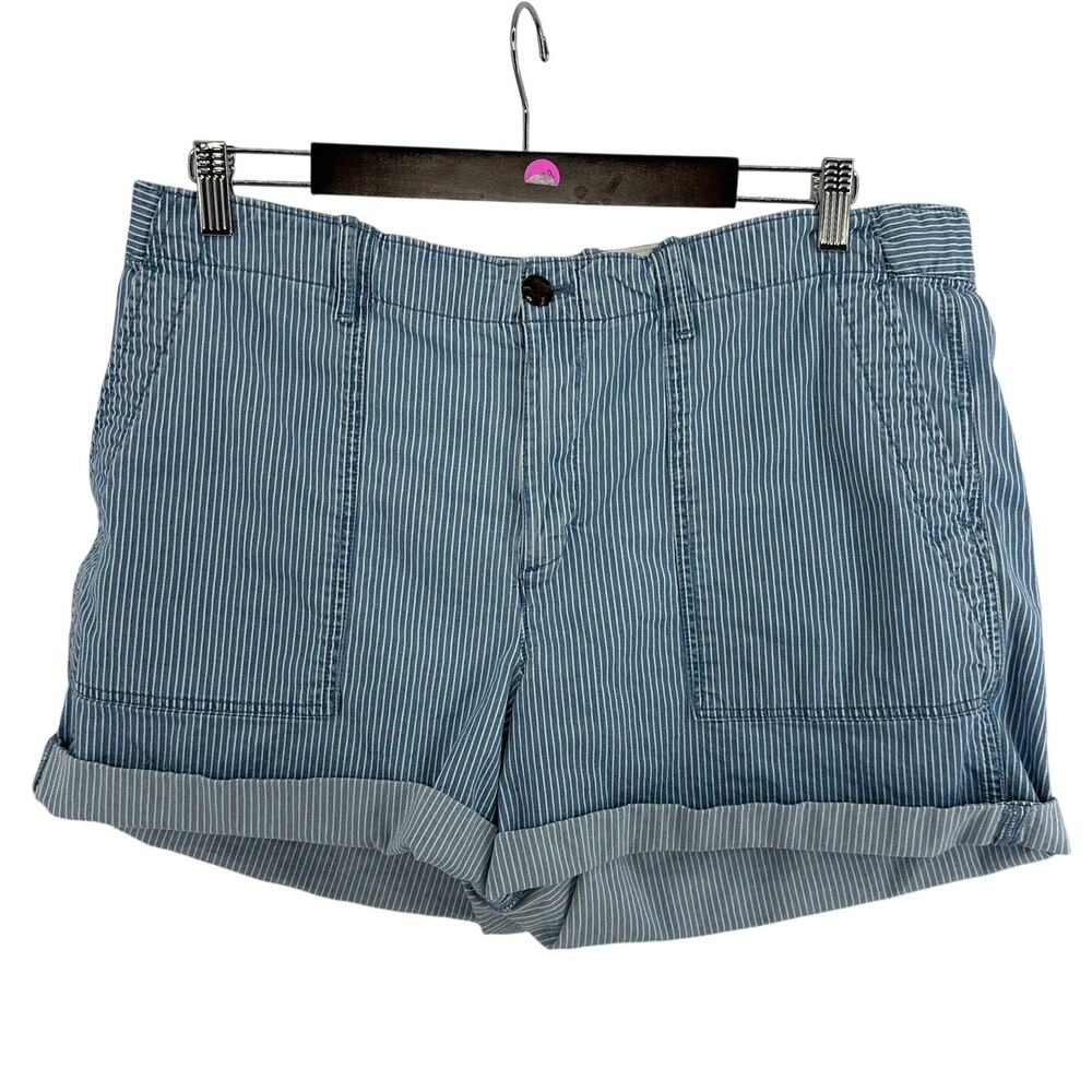 Gap Everyday Shorts Women's 16 Indigo Blue White Stripe Chino